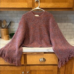 Cozy Pink Fringed Women's Sweater